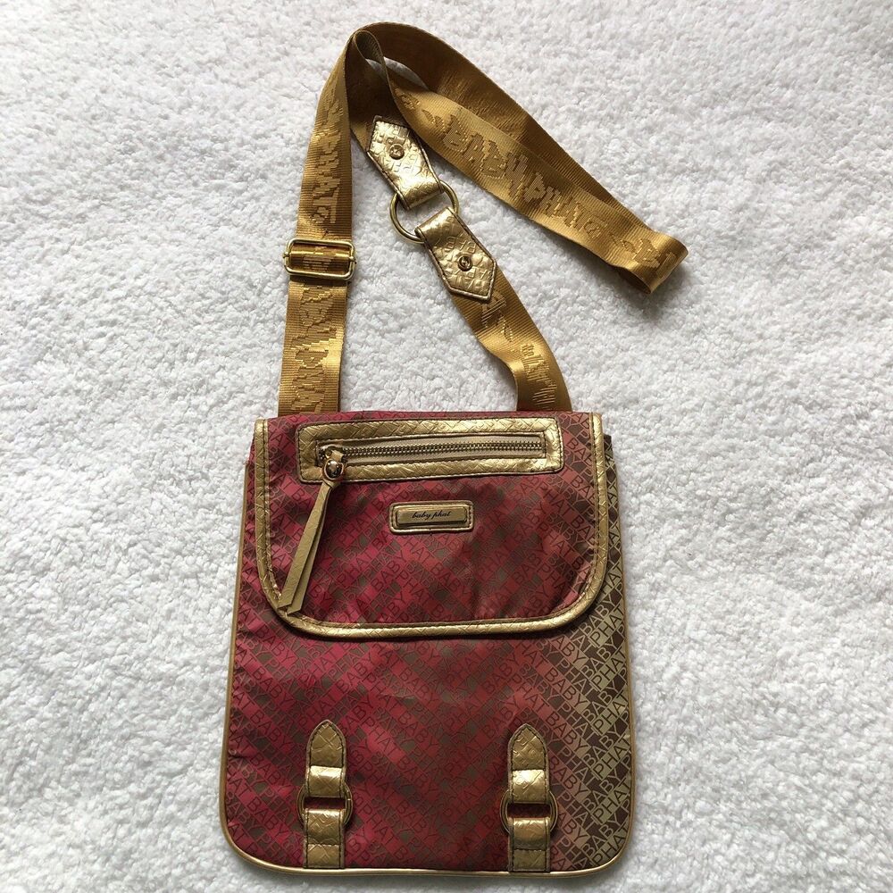 Baby Phat Handbag Purse Womens Red Gold Crossbody Messenger Shoulder Bag Y2k